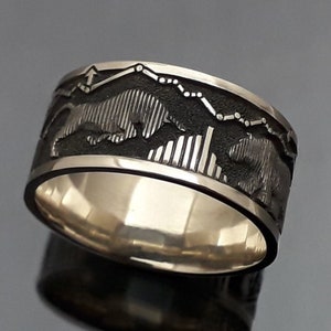 Anillo de plata hecho a mano &quot;Wall Street&quot;, un gran regalo para comerciantes de la Iglesia Bizantina.