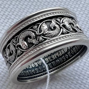 Traditional Greece  Serbian orthodox silver ring Fishes The Byzantine Church
