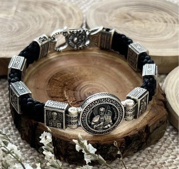 Handmade Sterling Silver Orthodox Bracelet: St. Alexander, Alpha