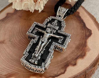 Collana Uomo Con Medaglia Crocifisso Ortodosso Russo San Michele Arcangelo Mendel