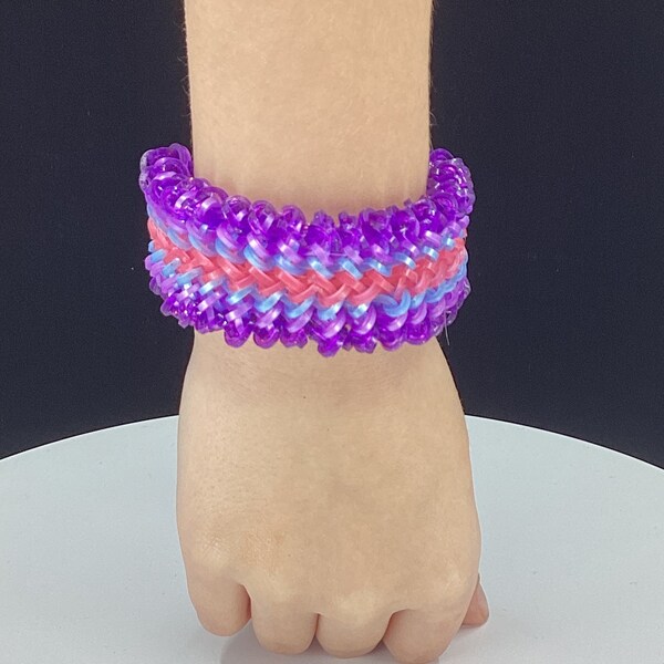 Pink, blue and purple ruffle shuffle bracelet