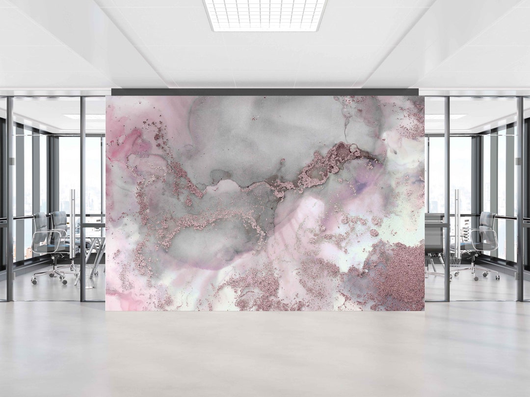 Pink and Gray Marble Luxury Marble Wall Paper Gray Marble Etsy