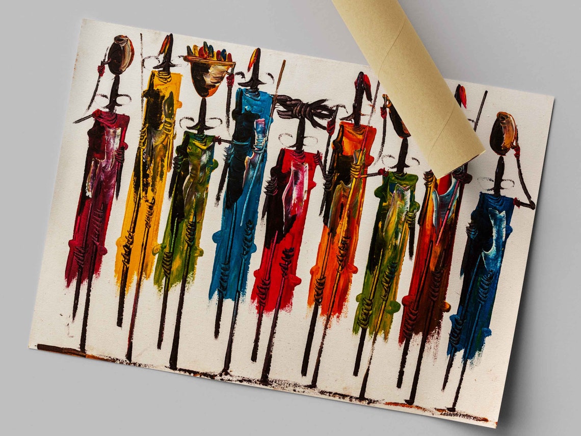 African Wall Mural Ethnic Wallpaper Oil Painting Print Etsy