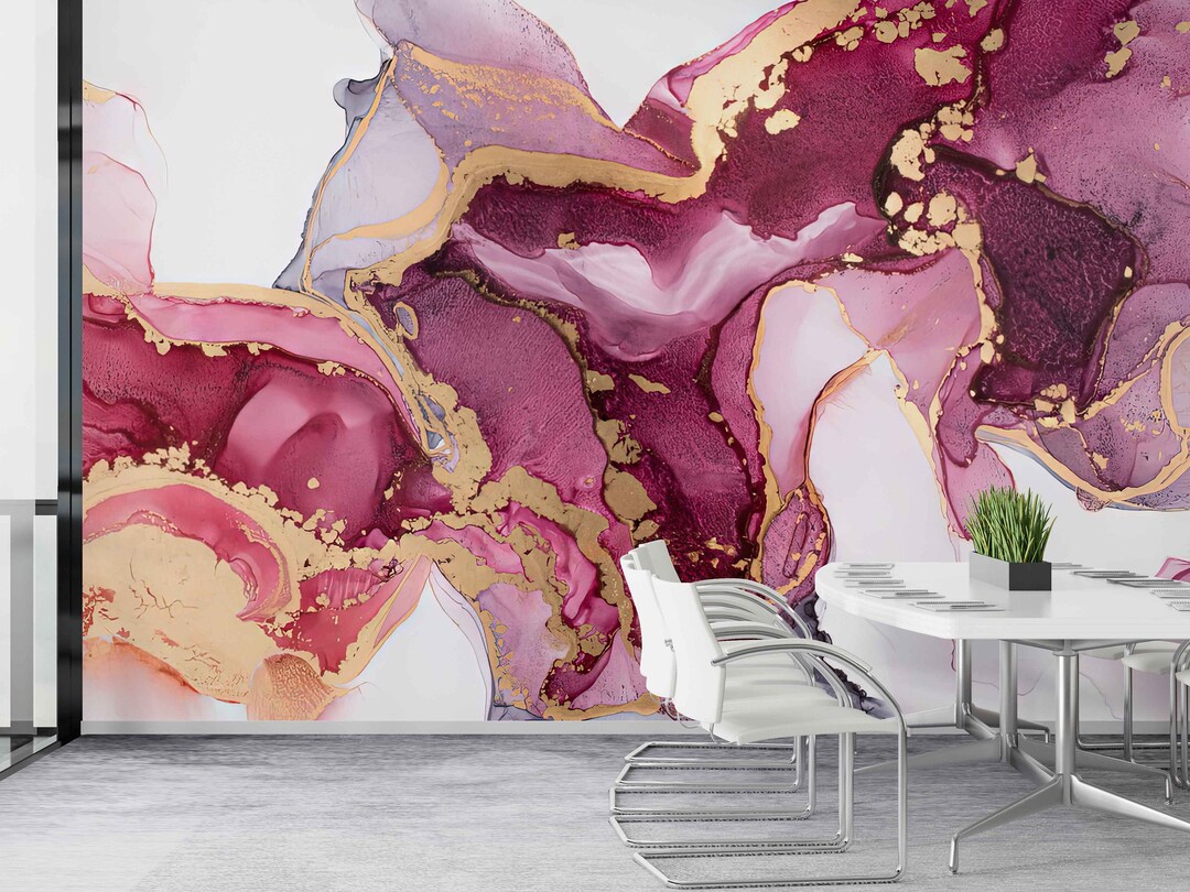 Pink Marble Painting Modern Wall Painting Alcohol Ink Wall Etsy