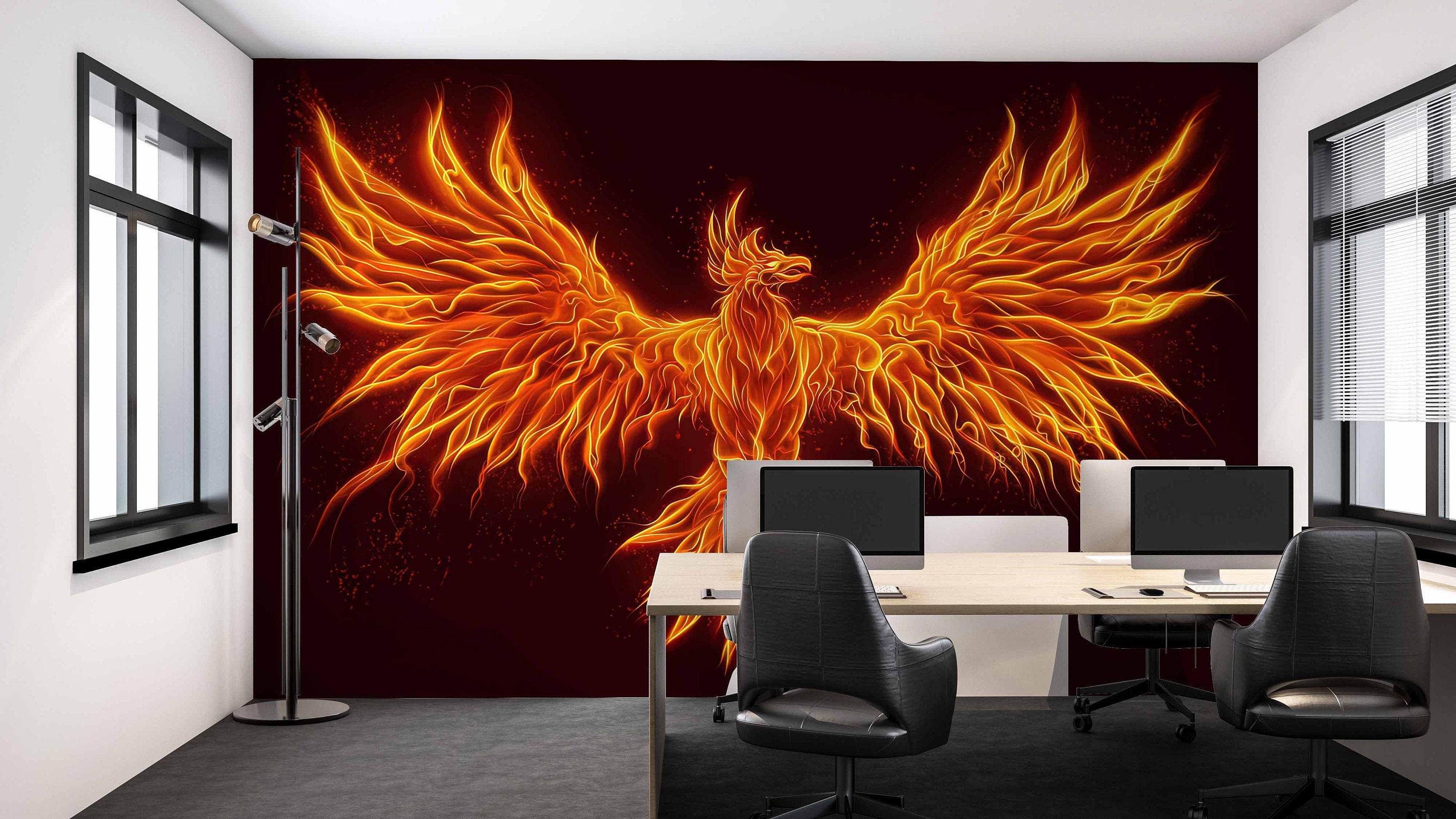 3D Wallpaper Murals Custom Decoration Hall Fire Phoenix Bar Night Club TV  Tool Background Wall Painting 200 x 150 cm : : DIY & Tools
