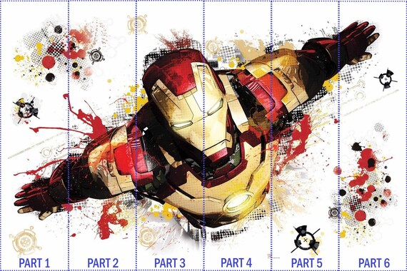Iron Man Painting Cartoon Wallpaper Iron Man Wall Decor - Etsy