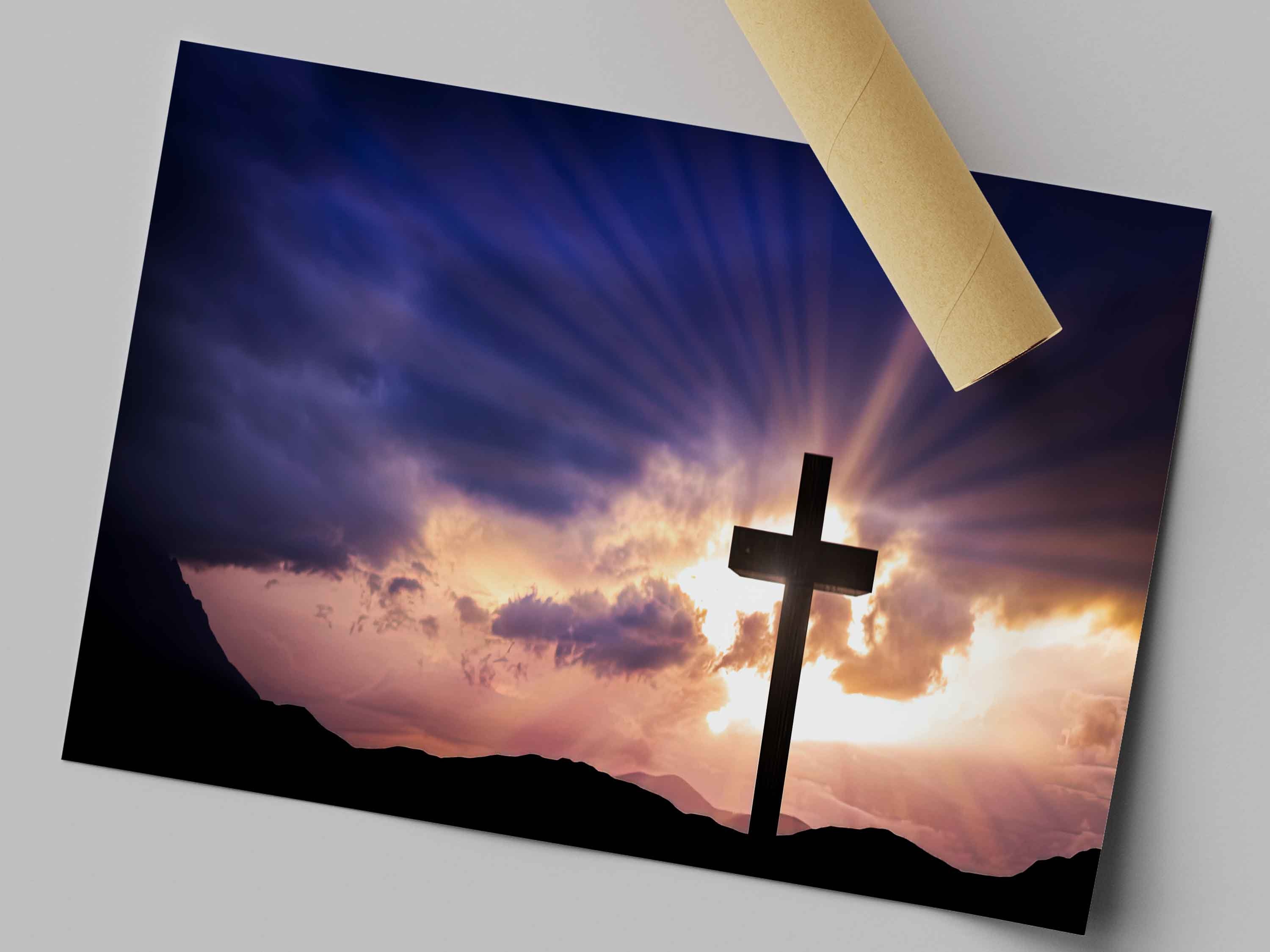 Christian Wall Mural Resurrection Cross Wall Poster View Etsy