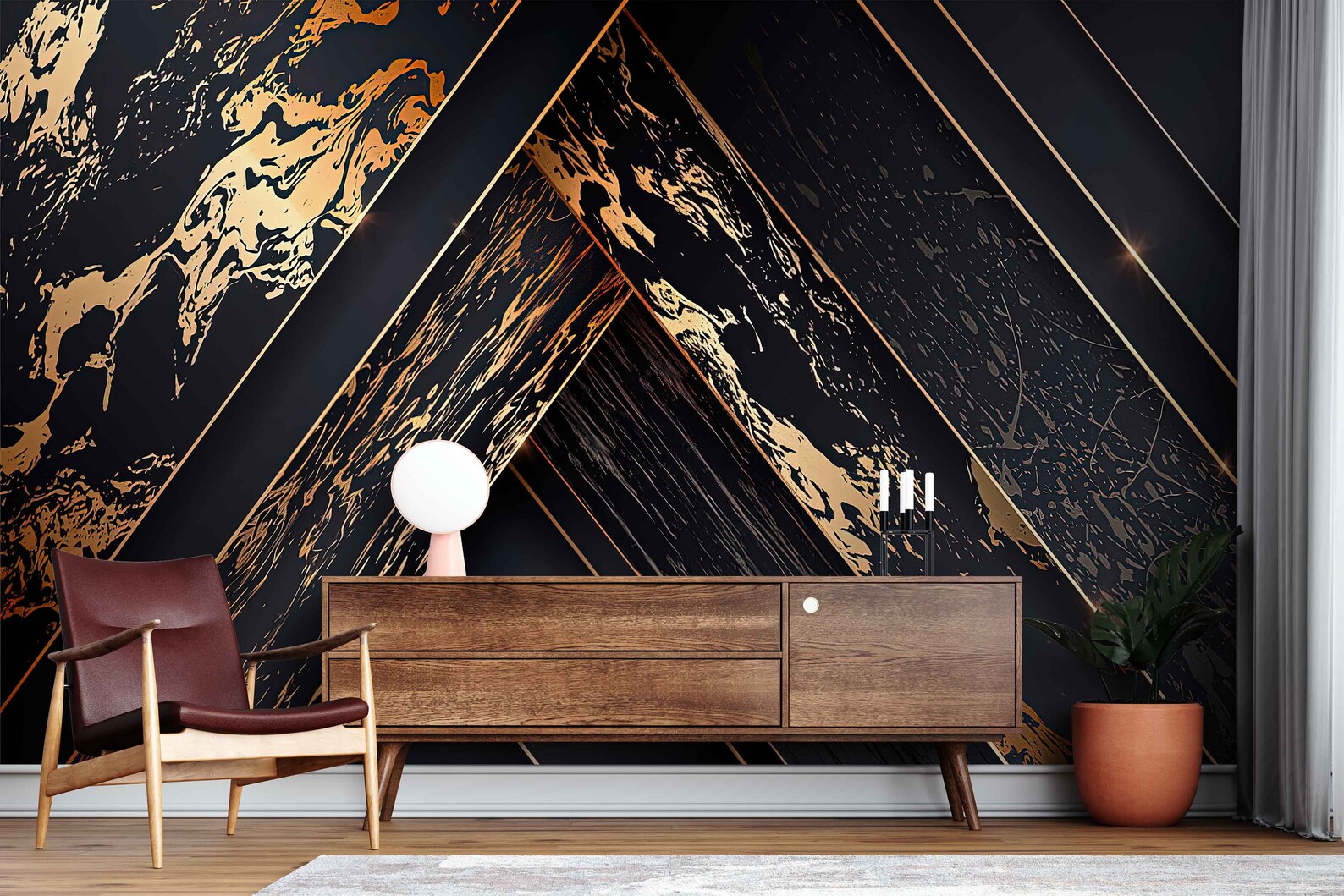 Black Gold Abstract Wall Art Gold Mural Modern Abstract Wall Etsy