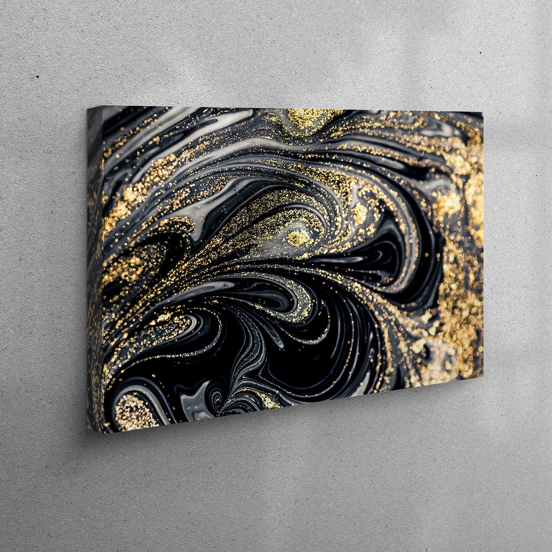Canvas, Large Canvas, Canvas Decor, Black and Gold, Luxury Marble Wall