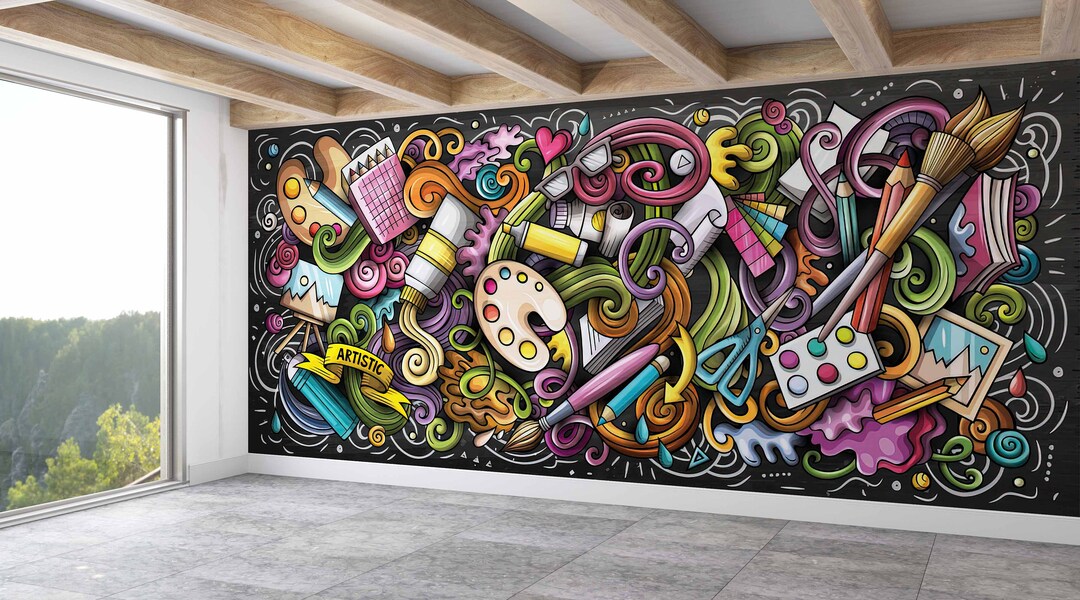 Artistic Mural Abstract Wall Art Paint Mural Hobby Room Etsy