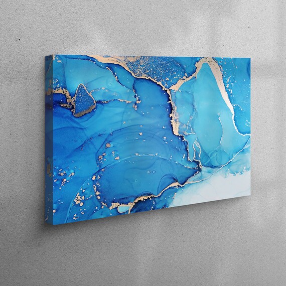 3D Wall Art Wall Decor Large Wall Art Blue and Silver Etsy