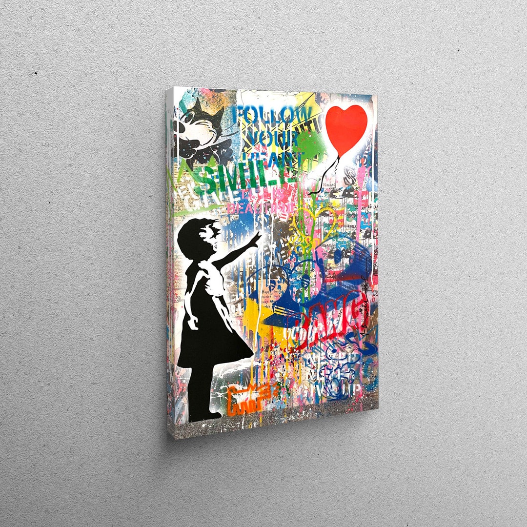 Canvas Wall Art Canvas Decor Large Canvas Banksy Girl Etsy