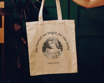 Dark academia tote, Emily Bronte Tote Bag, Wuthering Heights bag, Bronte tote, Literature Tote Bags, Bookish totes, Bronte Sisters Tote Bag