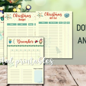 Lista de regalos PDF, Planificador de Navidad Imprimible, Planificador de presupuesto de Navidad, Rastreador de regalos, Lista de compras de regalos, Lista de deseos de Papá Noel, Lista de tareas pendientes de Navidad