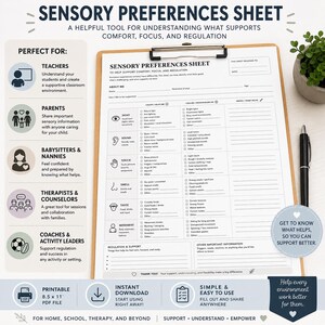 Checkliste zur Erfassung sensorischer Präferenzen für neurodiverse Kinder mit besonderen Bedürfnissen; Förderplan zur Regulierungstechnik bei Autismus, ADHS und sensorischen Bedürfnissen
