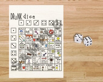 Drunk Dice Drinking Game Great for Pre-games Parties Bachelorette Parties  Available as a Digital Download 