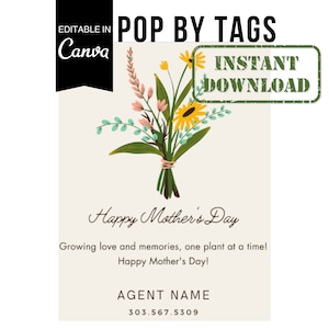 Moederdag Pop door digitale download l Kaart voor moeder l Leadgeneratie l Aangepast in Canva