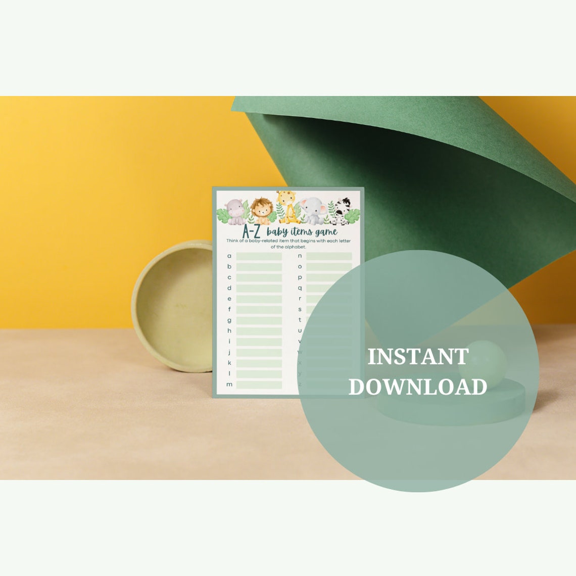AZ Baby Items Game Baby Shower Game gender Neutral Instant Etsy