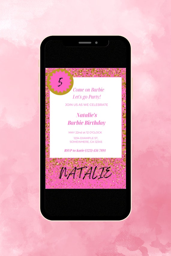 Barbie Birthday Invitescanva Template - Etsy
