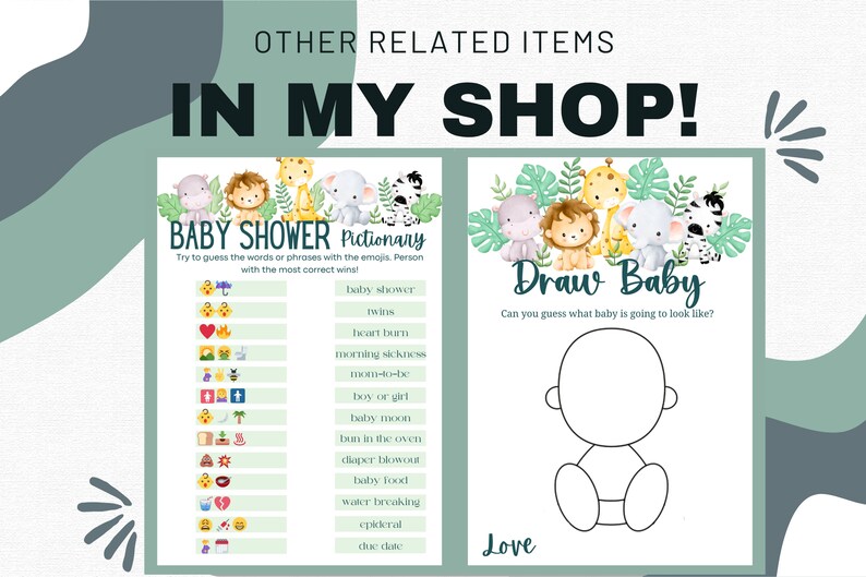AZ Baby Items Game Baby Shower Game gender Neutral Instant Etsy