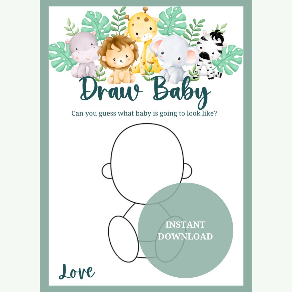Draw Baby Baby Shower Game Baby Shower Party Game 5x7 and Etsy