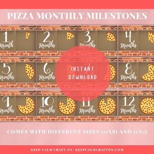 Pizza Monatliche Meilensteine/Baby Monatskarten- Meilenstein-Geschenkideen, Baby Geschenk, neue Mutter, Baby-Dusche- INSTANT DOWNLOAD