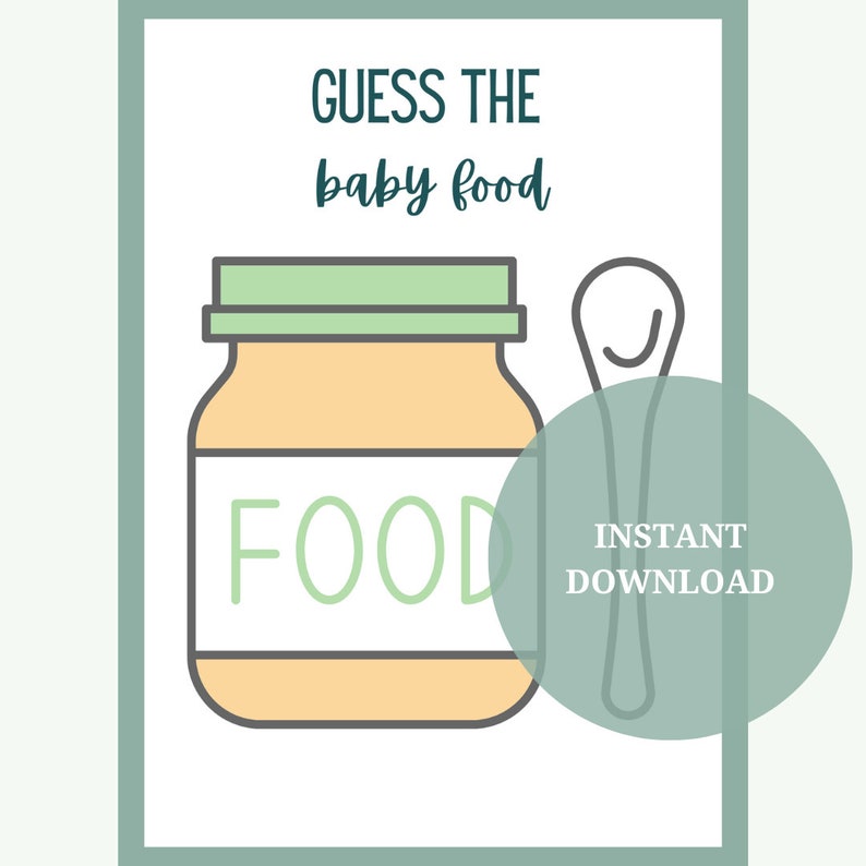 Guess the Baby Food Baby Shower Game instant Download Gender Neutral Etsy