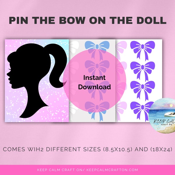 Pin the Bow on the Doll (Instant Download) Party Game