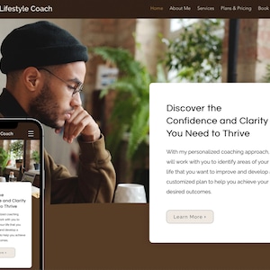 Masculine Wix Website Template for Coaching Business, Blog, Consulting, Social Media Manager, UGC, (Modern, Minimal) Wix theme