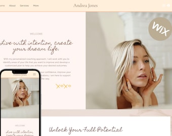 Andrea Wix Theme | Wix Website Template | Coaching Business, Social Media Manager, Chic, Boho design