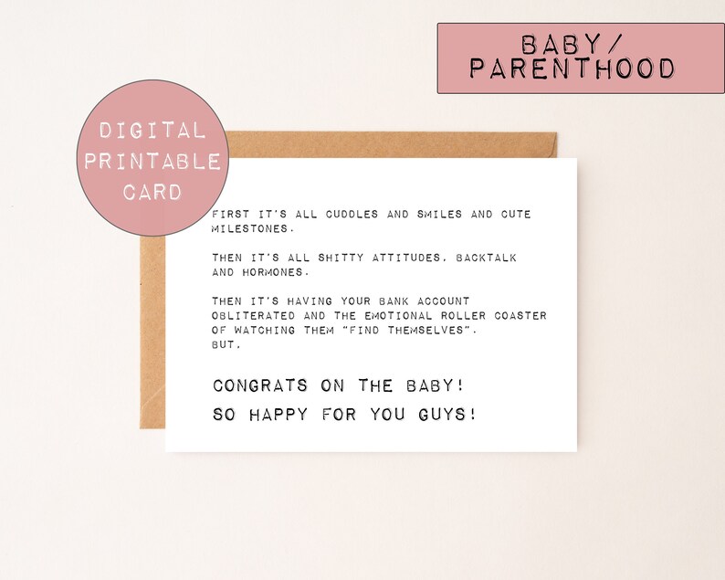Funny Baby Shower Card New Parents Card Mom to Be Card Etsy