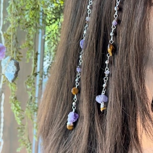 Non-Tarnishing Dreamer Hippie Hair Bead | Clip in Hair Accessory | Hippie Aesthetic Jewelry | Amethyst Hair Charm | Unique Hair Accessory