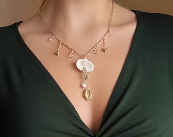 Calypso Goddess Necklace and Earring Set | Siren Jewelry | Mermaid Core Necklace | Shell Jewelry Set | Shell Earrings | Shell Necklace