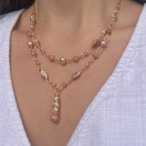 Crystal and Pearl Necklace and Earring Set | Unique Gold or Silver Pearl Necklace Designed by Hippie Hair Beads