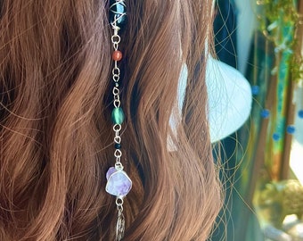 Witch Hippie Hair Bead | Spiritual Witch Hair Charm & Pendulum | Witch Unique Jewelry | Handmade Gothic Hair Chain | Gift for Witch | Gothic