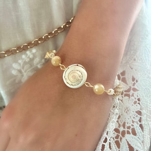 Unique Shell Bracelet Mermaid Aesthetic Seashell Charm Bracelet Crystal Shell Beaded Bracelet Beach Bracelet  Gold/Silver Shell Bracelet