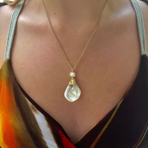 Mother of Pearl Necklace & Earring Set: Gold/Silver Wire Wrapped Shell Jewelry