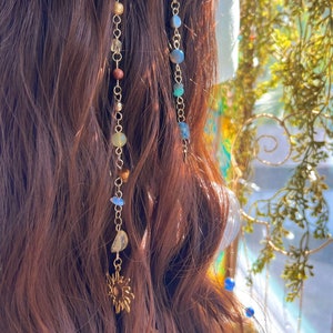 Celestial Sun and Moon Hippie Hair Bead / Celestial Lover Hair Beads Accesorio / Sol y Luna Accesorio único a juego / Regalo de mejores amigos imagen 1