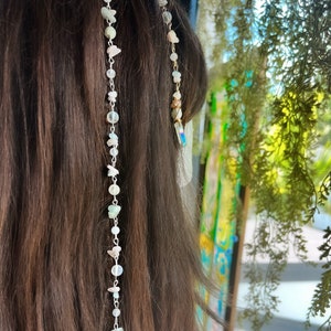 Handmade Crystal Hair Bead | Agate, Aura Quartz, and Moon Stone | Hair Accessories, Jewels, Charms