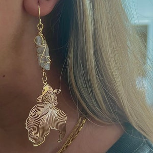 Gold Plated Quartz Koi Earrings