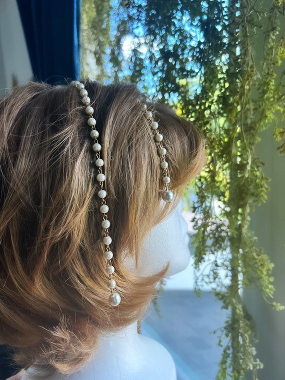 Pearl Hippie Hair Bead Dangling Beaded Hair Clip Pearl Hair Clip Pearl Hair Accessorie Etsy