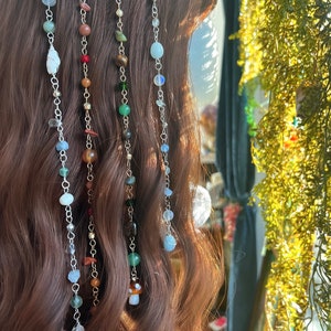 Elemental Hippie Hair Beads | Water, Fire, Earth, Air Jewelry | Hippie Hair Accessories | Element Crystal Hair Charms| Silver/Gold Jewelry