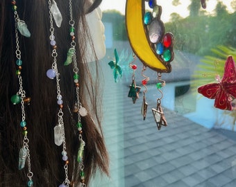 Tree Hugger Hippie Hair Bead / Joyería inspirada en el Renacimiento / Cuentas de cabello personalizadas / Accesorios para el cabello renacentistas / Cadena de amuletos para el cabello colgantes