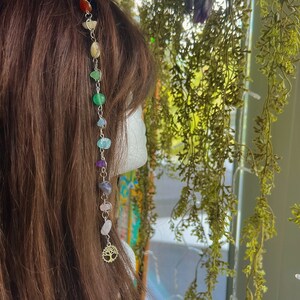 Tree of Life Chakra Hippie Hair Bead | Rainbow Crystal Hair Accessory | Crystal Hair Jewelry | Unquie Christmas Gifts | Tree of Life Clip