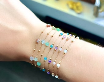 Gold Unique Star Crystal Bracelets | Dainty Star Bracelets | Gold Dainty Crystal Necklace | Gold Crystal Dainty Gold Bracelet