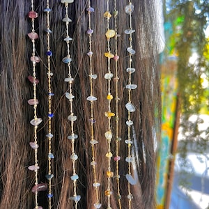 Niet-afgevende 14K gouden kristallen hippiehaarkraal | Uniek haaraccessoire | Cadeau voor haar | Clip-in haarkralen | Minimalistische sieraden | Boho