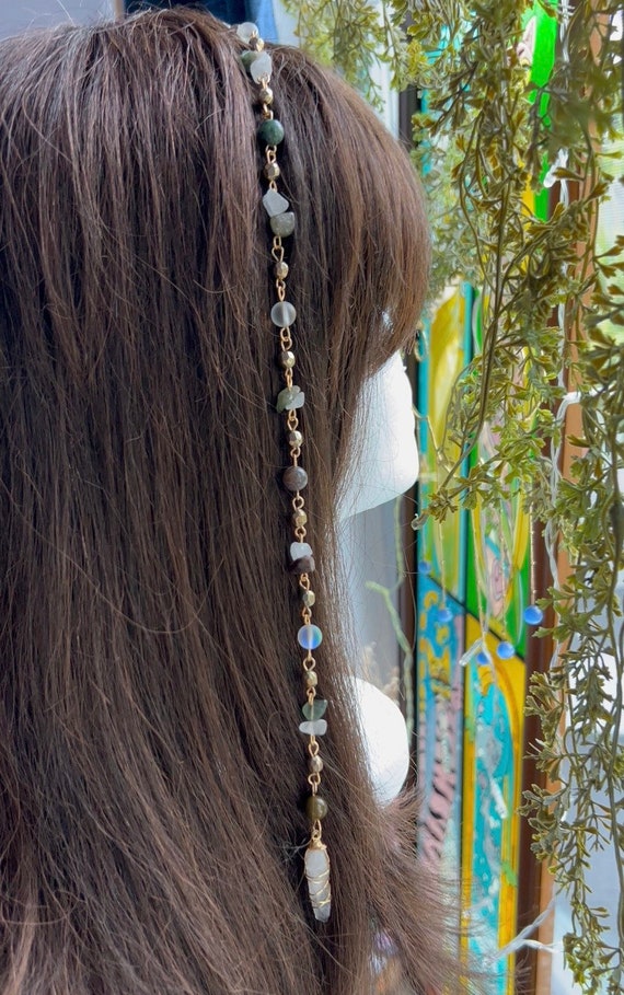Ethereal Hippie Hair Bead Custom Handmade Hair Clip Crystal Hair