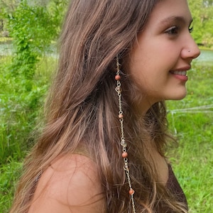Mars Goddess Hippie Hair Bead Dangling Hair Accessory Renaissance Beaded Hair Clip Crystal Hair Chain Cottage Core Crystal Hair image 4