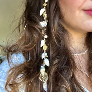 Sallys Seashells Hippie Hair Bead Dangling Hair Accessory Gift for Her Crystal Hair Charm Mermaid Core Seashell Hair Clip Etsy Canada