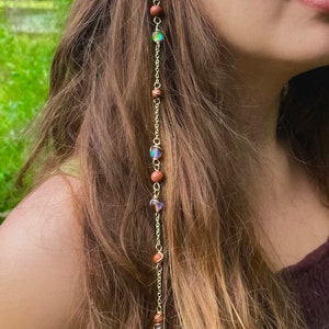 Mars Goddess Hippie Hair Bead Dangling Hair Accessory Renaissance Beaded Hair Clip Crystal Hair Chain Cottage Core Crystal Hair image 3